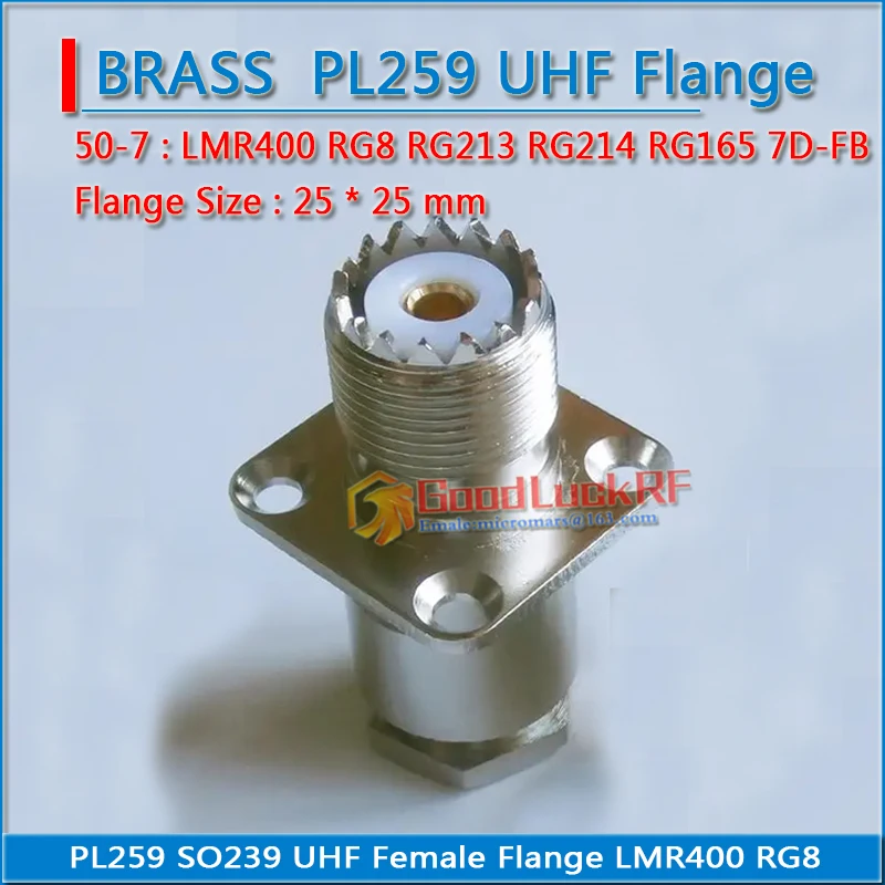 PL259 SO239 UHF Female 4 hole Flange Panel Mount Clamp Solder LMR400 RG8 RG213 RG214 RG165 7D-FB Cable Plug RF Connector Adapter