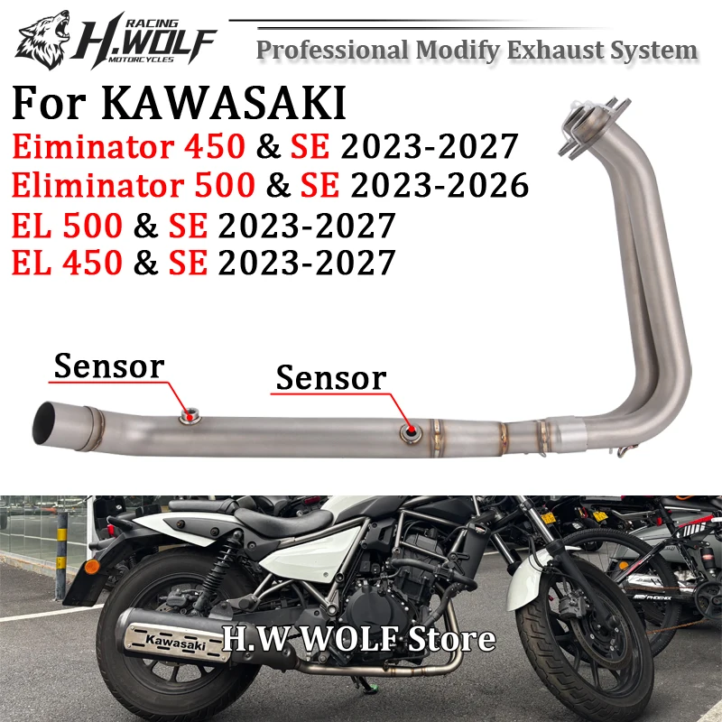 Slip On For Kawasaki Eliminator 450 500 EL 450 500 SE 2023 - 2026 2027 Motorcycle Exhaust Modify Muffler Front Header Link Pipe