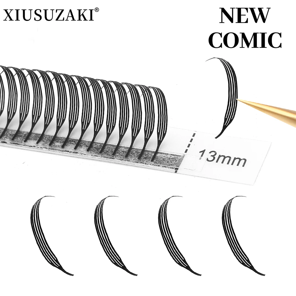 XIUSUZAKI New Comic Spire Lashes Premade Fans Natural Cashmere Manga False Eyelashes Extensions Individual Volume False Lashes