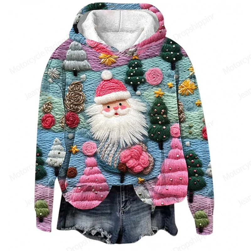 Cartoon Christmas Sweatshirt Santa Claus 3d Print Hoodie Men Women Fashion Oversize Hoodies Women Sweat Christmas Tree Coat Girl