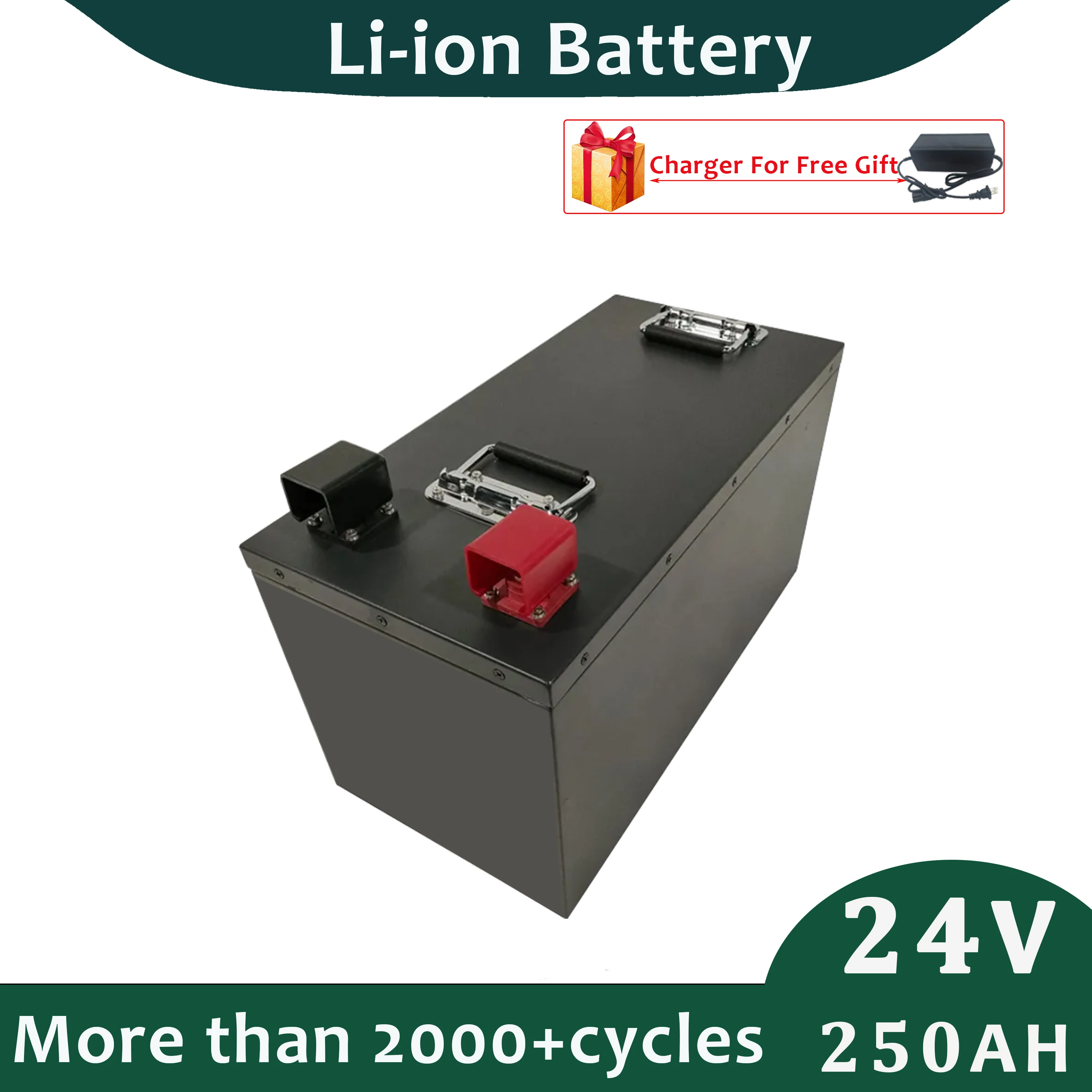 

24V 250Ah Lithium Ion Battery Built in Smart BMS For UPS Backup Power Caravan with 20A Charger