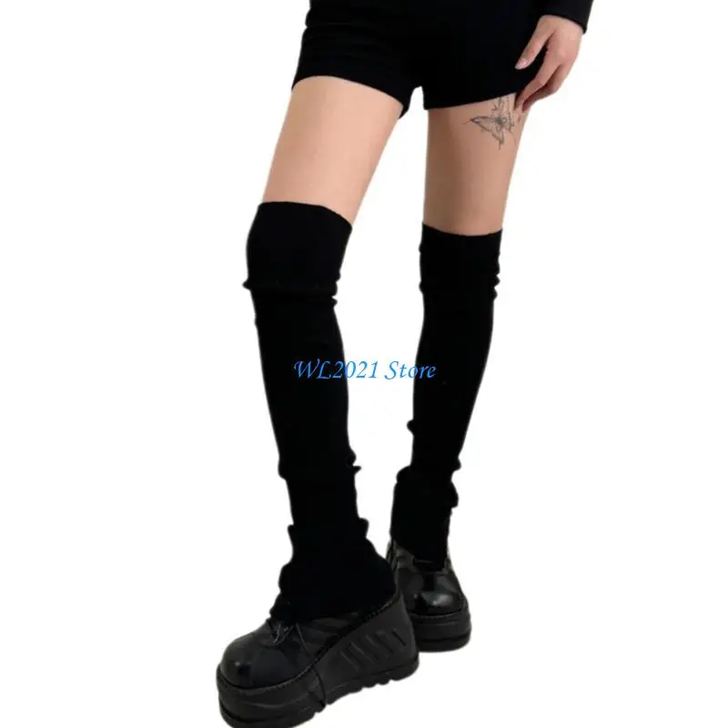 

G5GC Fashionable Yoga Button Split Knit Leg Warmers Thigh High Long Socks Leg Covers