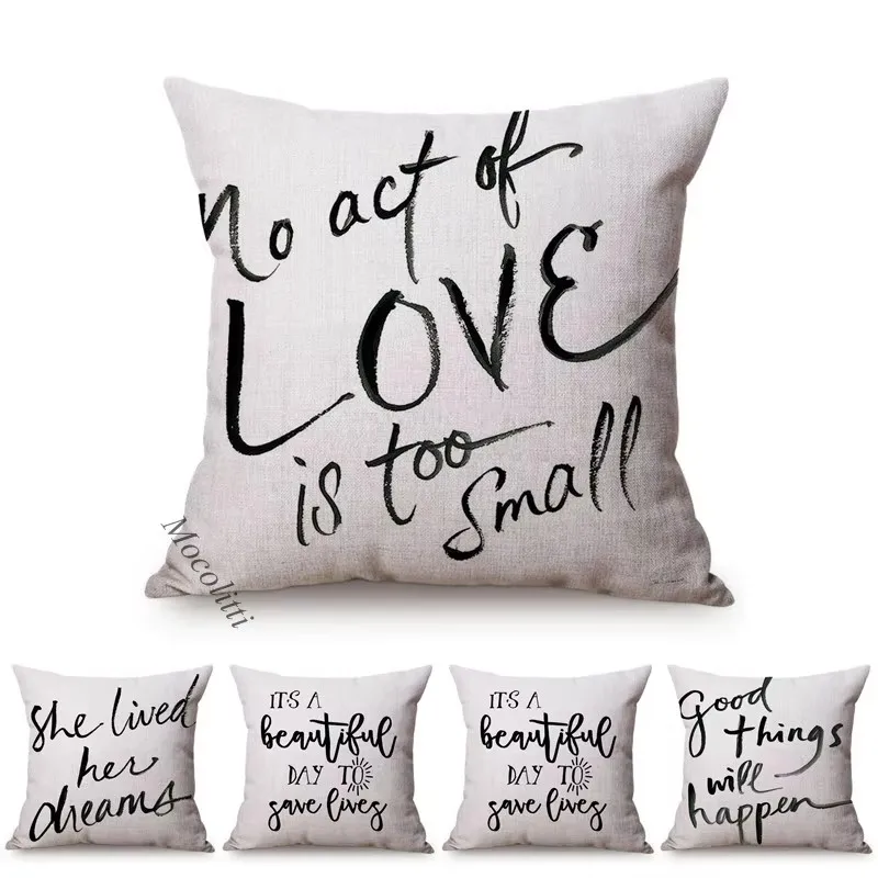 Modern Letter Simple Life Greetings Design Throw Pillow Case Dreams Love Inspiration Decorative Sofa Cushion Cover cojines
