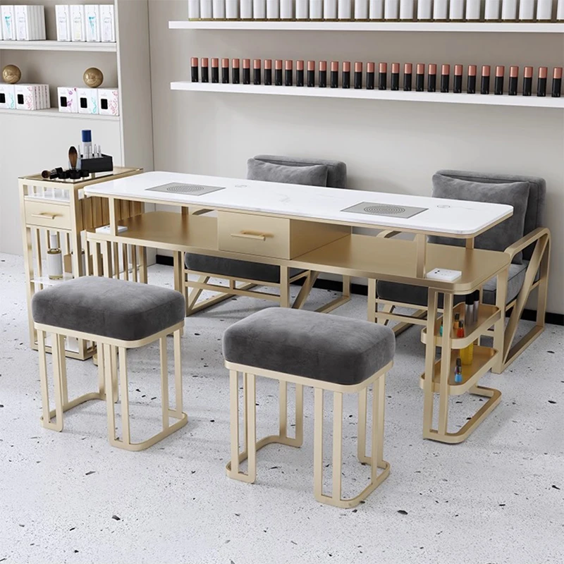 

Profesional Luxury Nail Desk With Drawers Elegant Italian Chic Nail Table Rustic Glamour Table Onglerie Nail Salon Furniture