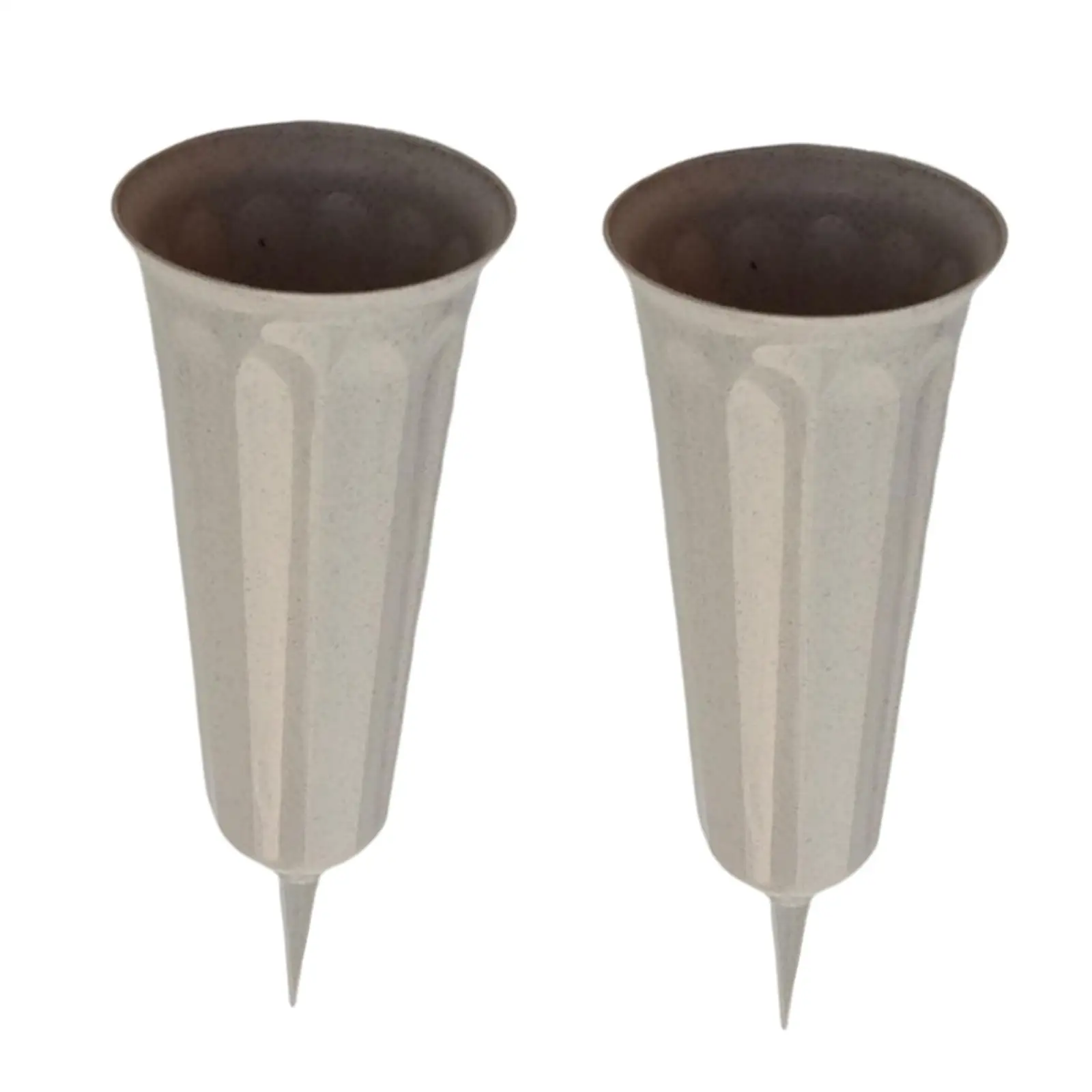 Plain Light Gray Stake in Ground Vases Holder Durable Plastic Cone Shape for Cemetery Flowers