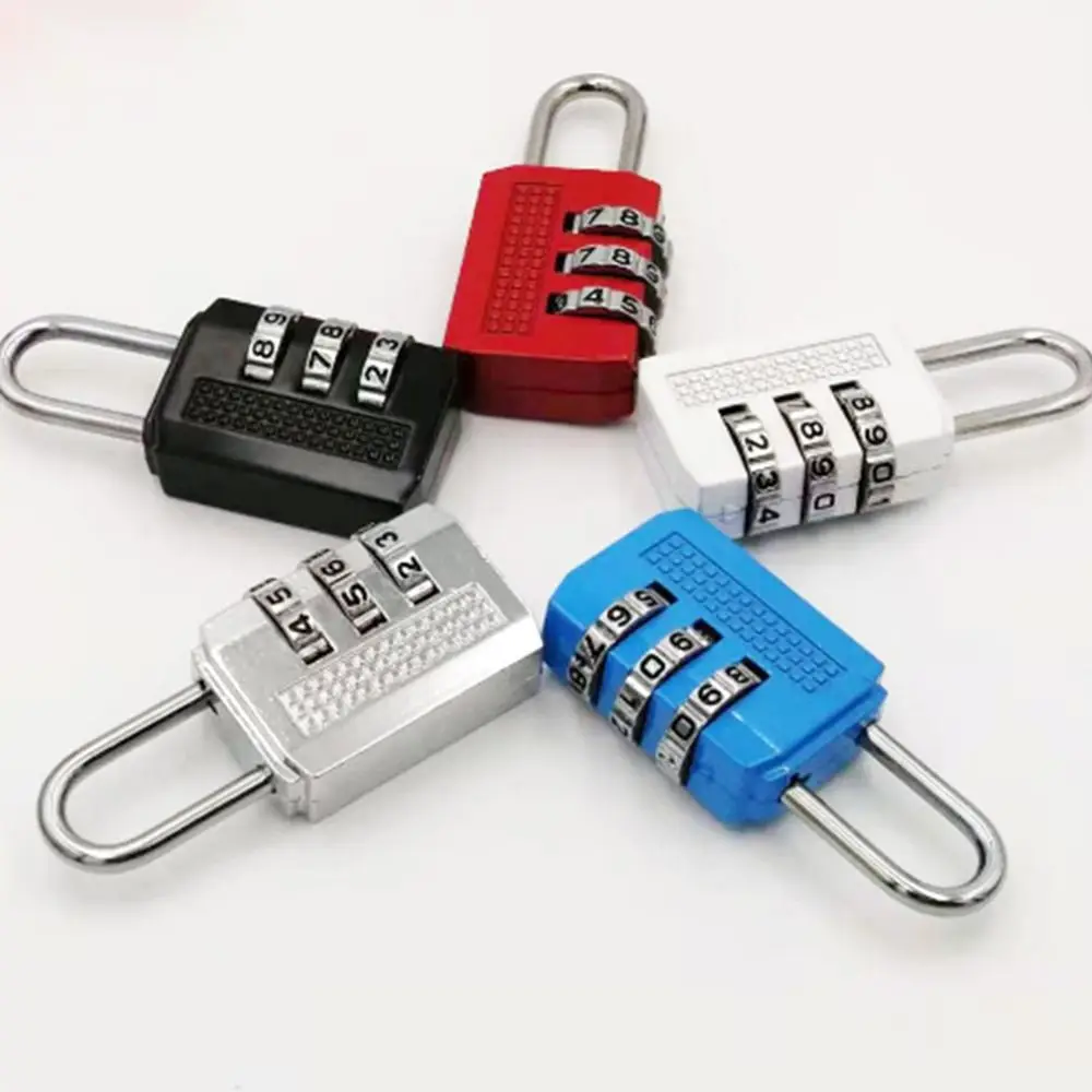 Multifunctional Mini Number Lock Durable 3 Digit Password Lock Solid Color Anti-theft Alloy Padlock Trolley Case