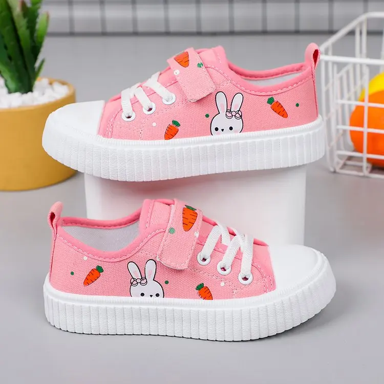 Boys and girls canvas shoes Girls students flat casual sports shoes low top soft sole non-slip  running shoes for students kids