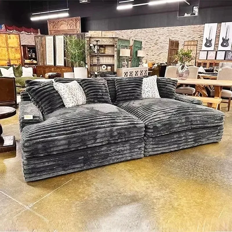 Super großes und superweiches, reines Schwammstoff-Sofa, komprimiert und vakuumgerollt, für Villen-Polstermöbel-Set