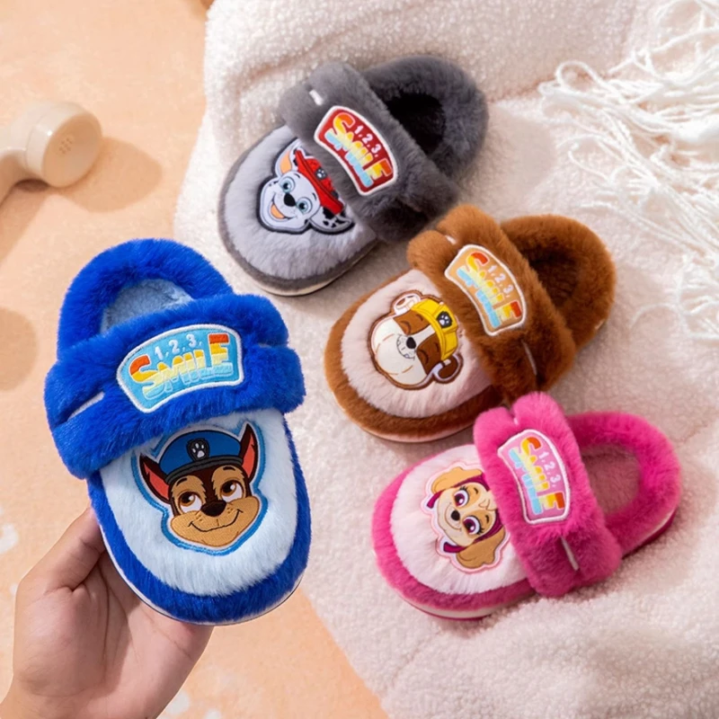 Winter Wrap Heels Cute Cartoon Casual Cotton Slippers Children's Non-slip Soft For Kids Girls Boys Baby Warm Plush Home Shoes