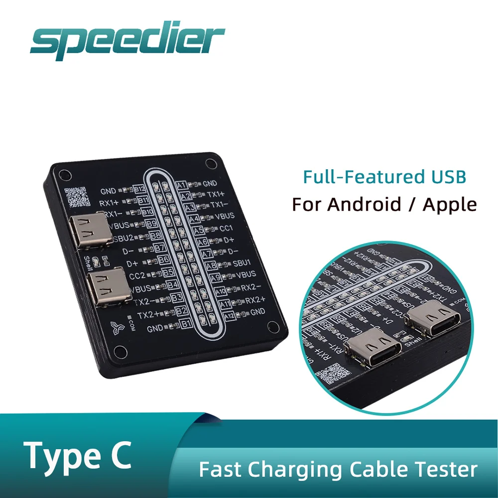 

Speedier Multi-Function USB C Cable Tester Type C To C Fast Charging Cable Tester for Android Apple Full Feature USB Detector
