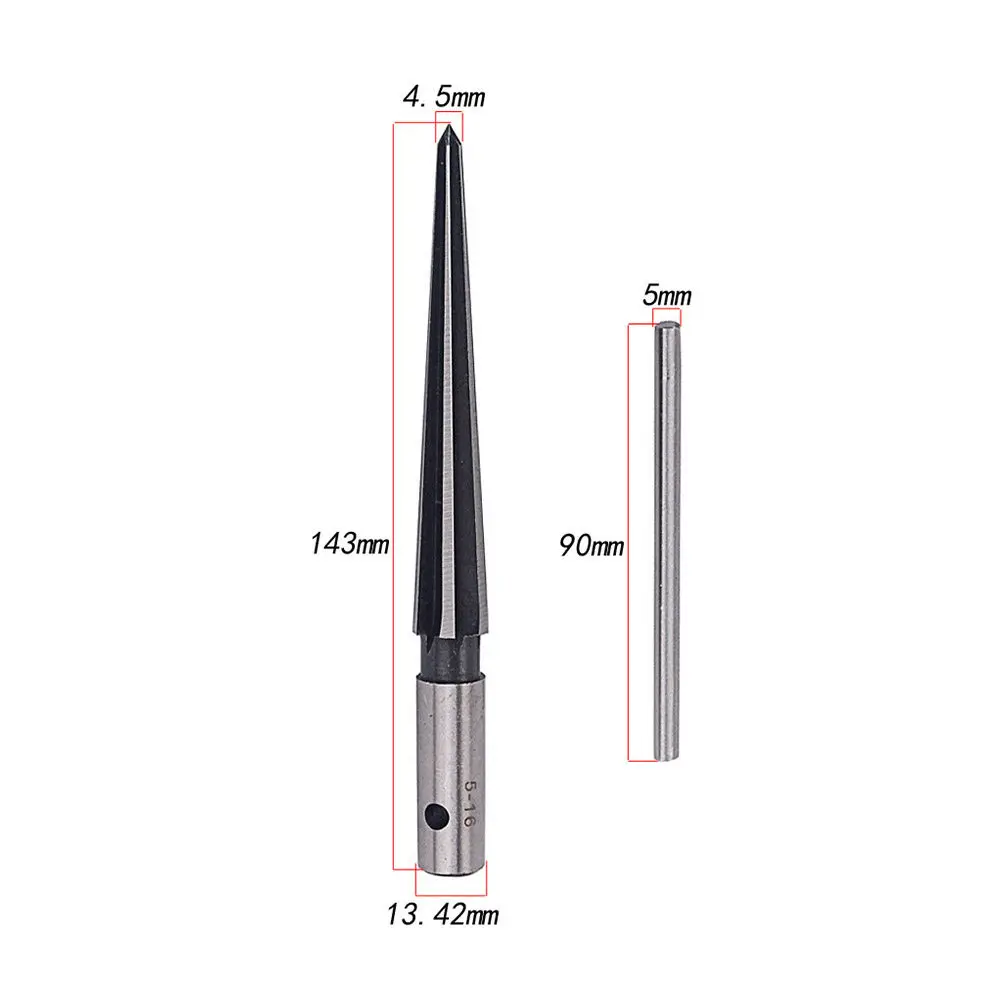 5-16Mm R142 T Handle Reamer 6 Fluted Tapered Reaming Tool for Guitar Woodworking Chamfering Inverted Taper Luthier Silver