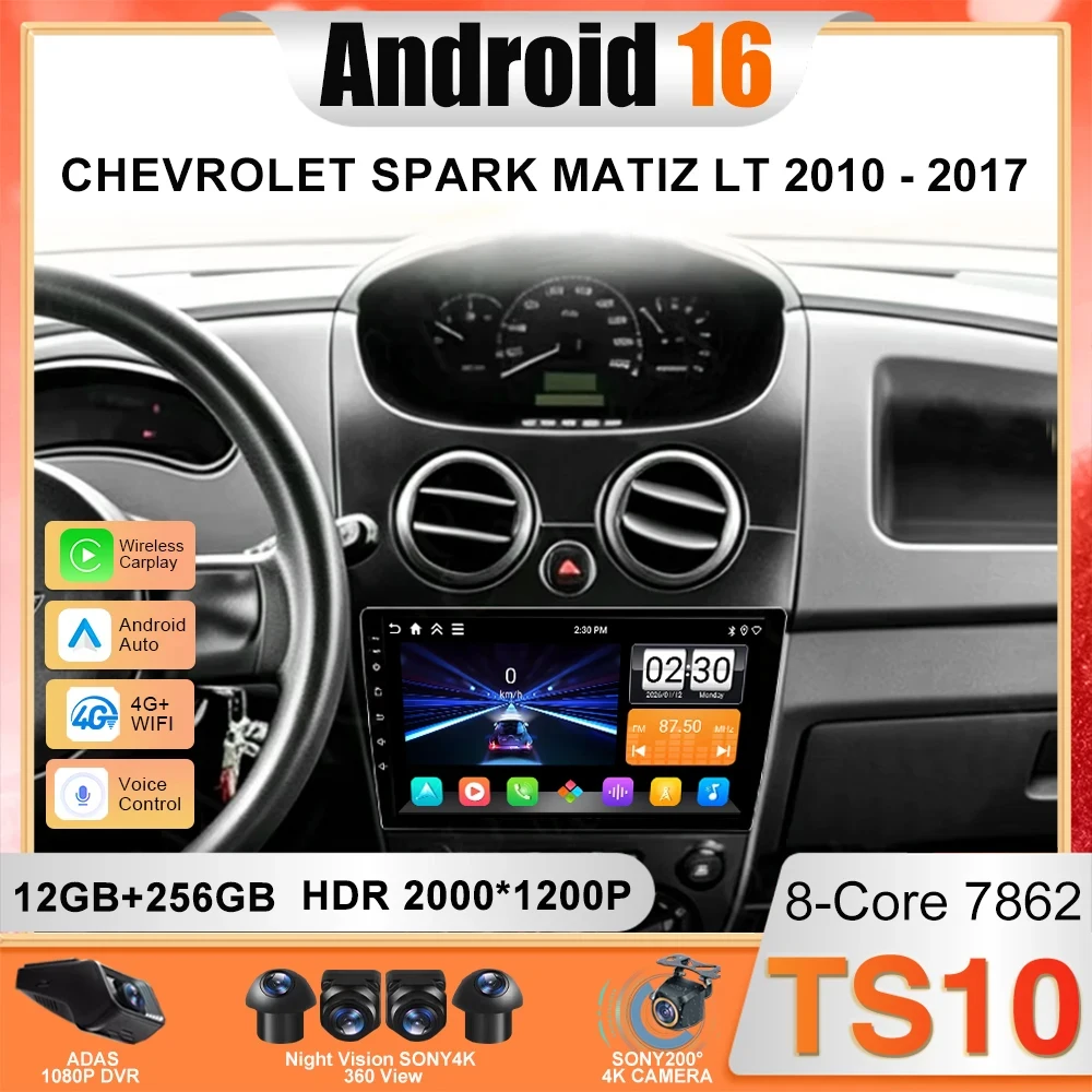 Android For Chevrolet Spark Matiz LT 2010 - 2017 Multimedia Head Unit Player GPS CarPlay Stereo Auto 5G Wifi Navigation No 2din