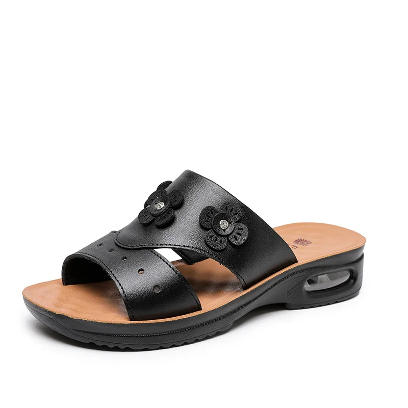 Summer Women Shoes Fashion Leather Casual Open Toe Sandals Women Beach Sandals Female Slippers Breathable Slip On Walking Shoes