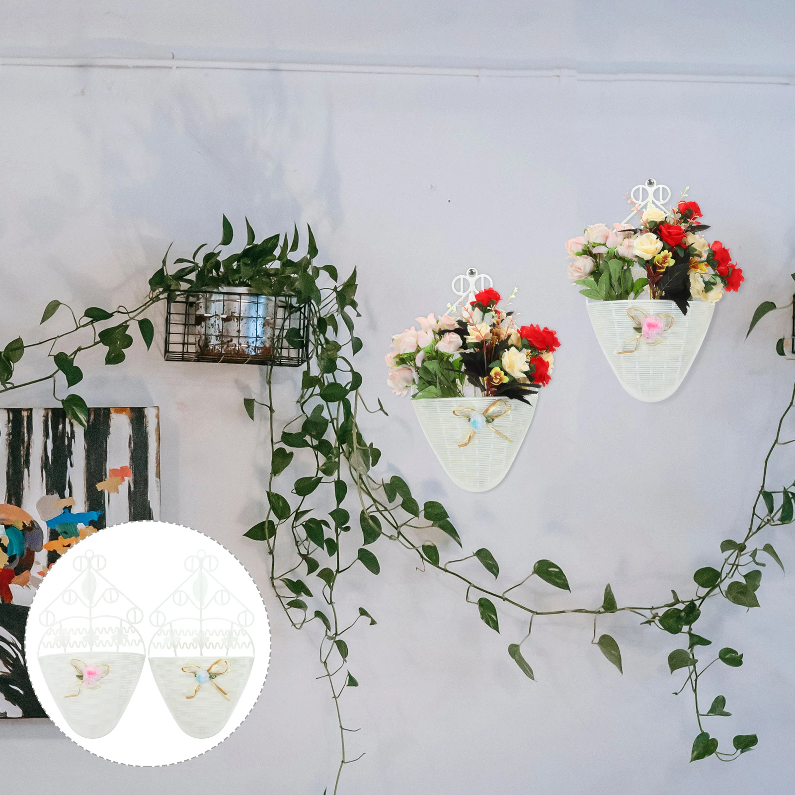 

2Pcs Professional Woven Wall Basket for Plants Succulents Flowers Home Garden Decor Wall Hanging Basket Hanging Planters Outdoor