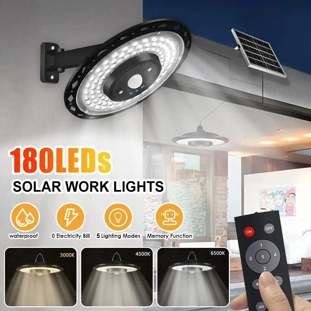 

Sensor Solar Lights Indoor Outdoor 5 Mode Motion Sensor Solar Shed Light with Remote IP65 Waterproof for Barn Gazebo Yard Garage