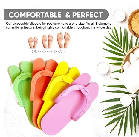 12Pairs Disposable Foam Slippers Random Color Pedicure Slippper For Salon Spa Pedicure Foot Flip Flop Slippers