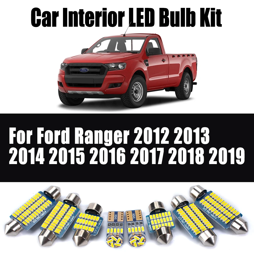 

12Pcs LED Interior Map Dome Sun Visor Number Plate Light Kit For Ford Ranger 2012 2013 2014 2015 2016 2017 2018 2019 Accessories