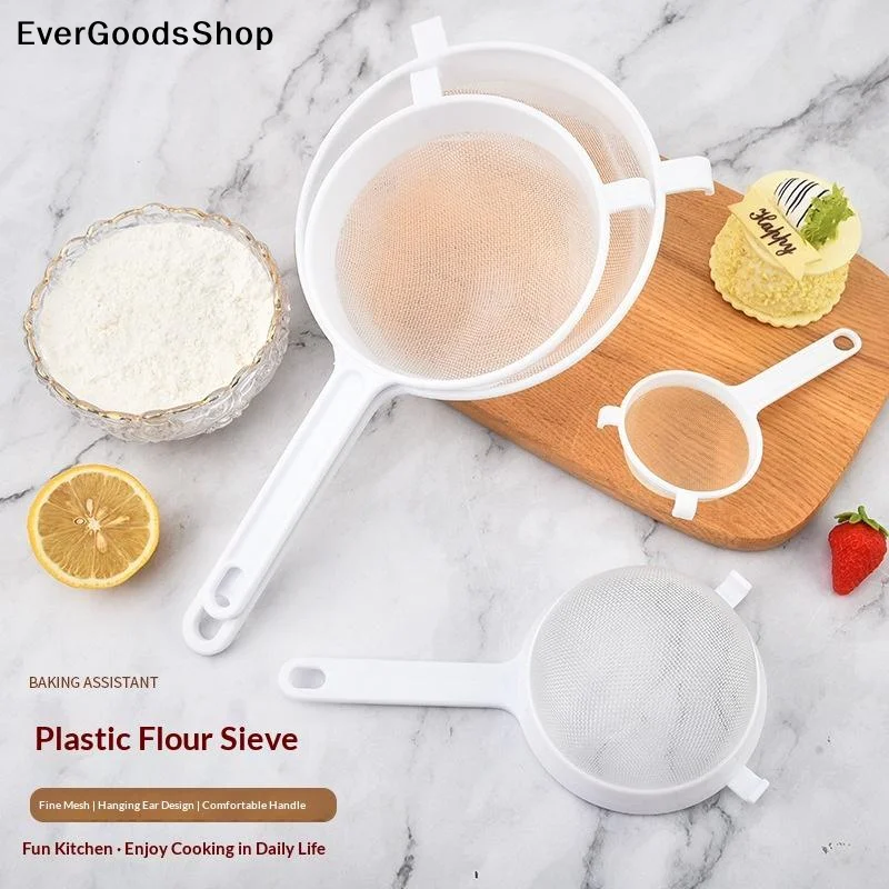 Novo 1 Peça Peneira de Plástico com Malha Fina e Cabo para Cozinha, Filtro para Leite Vegetal, Farinha, Leite de Soja e Café, Utensílio de Cozinha