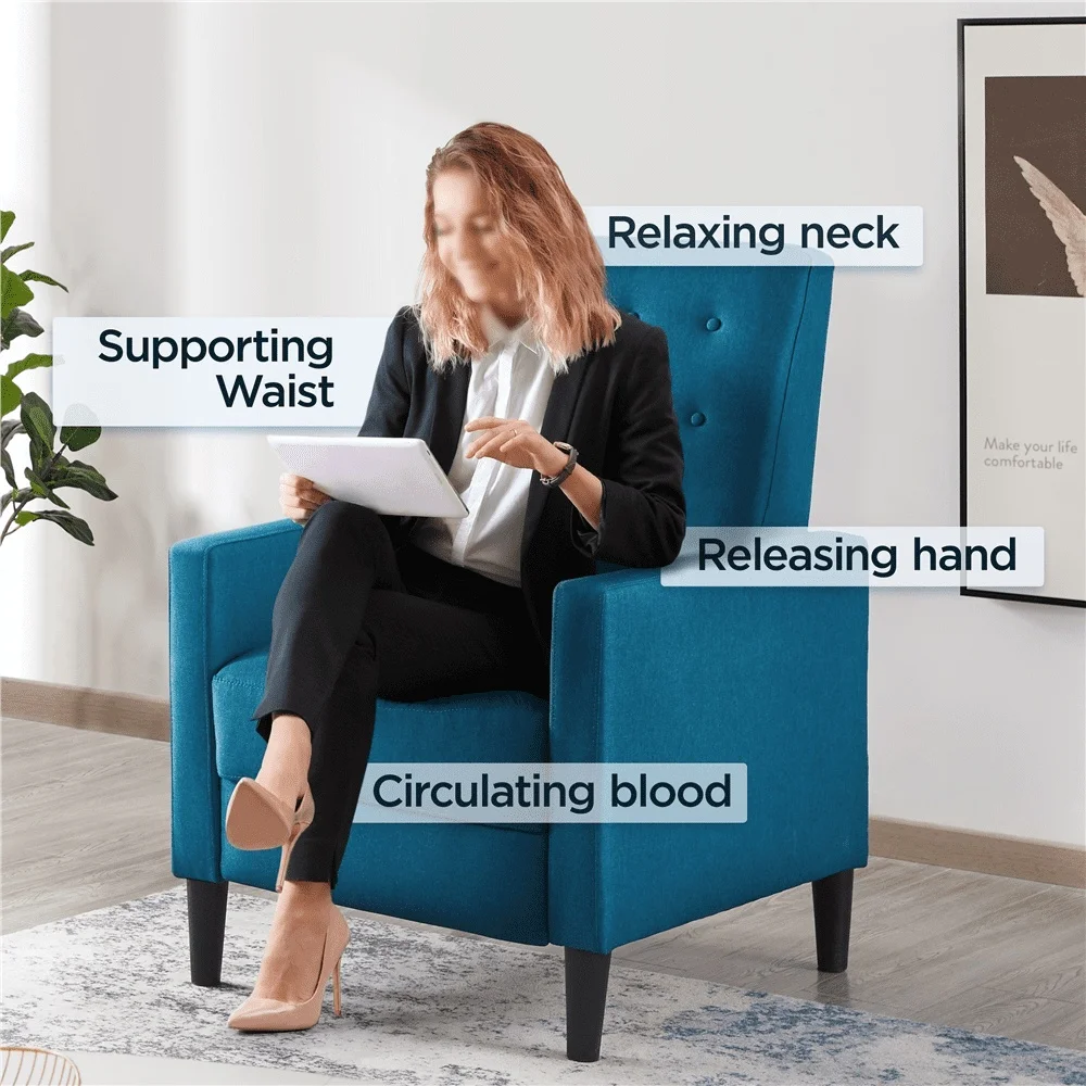 Modern Push Back Recliner Chair Tufted Fabric Pocket Spring Indoor Adjustable Footrest Comfortable Sturdy Easy Assembly For image 6