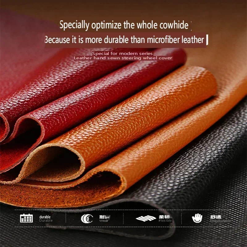 Hand Sewing Car Steering Wheel Cover for Honda Odyssey Accord Civic Vezel Breeze Envix Genuine Leather Interior Car Accessories