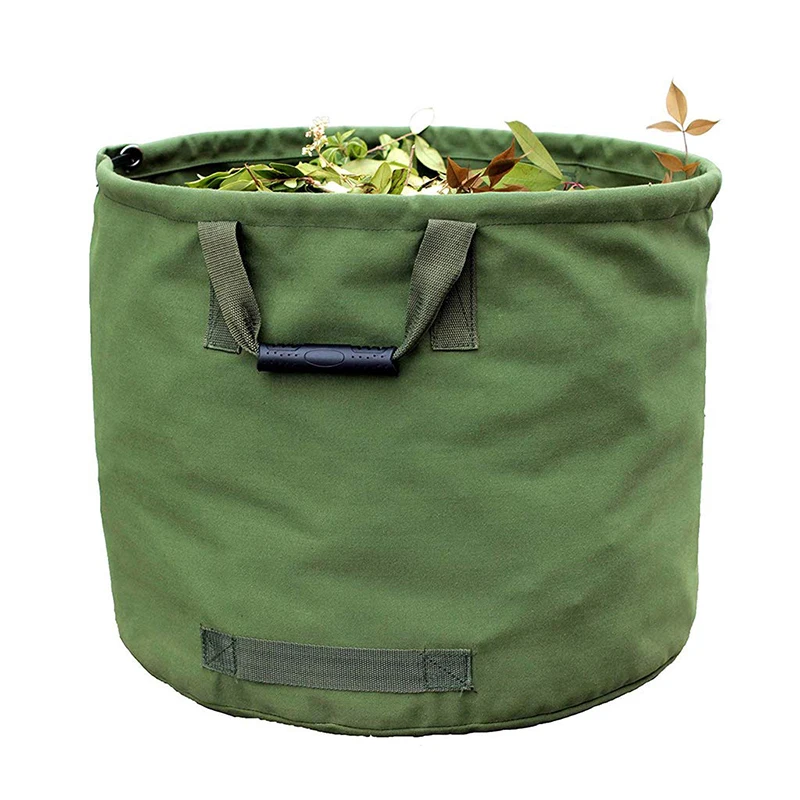 125l Garden Waste Bags Heavy Duty With Handles Hosehold Yard Leaves Storage Bag Bucket Military Canvas Fabric Basket