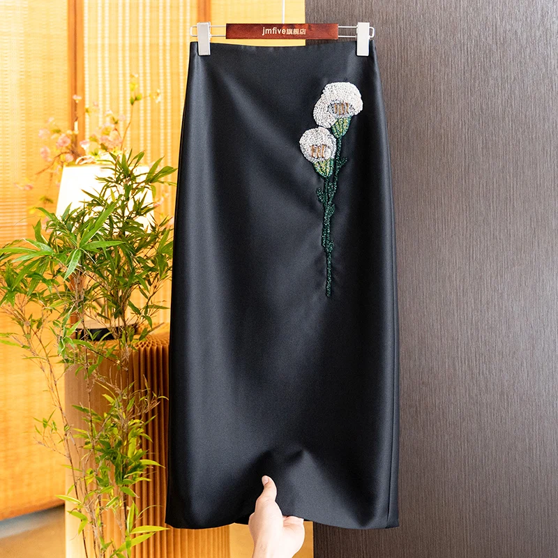 New Chinese-Style Fashionable and Elegant Straight Skirt for Women, 2026 Autumn New Product, National Style High-Waisted Slimming Retro Mid-Length Skirt