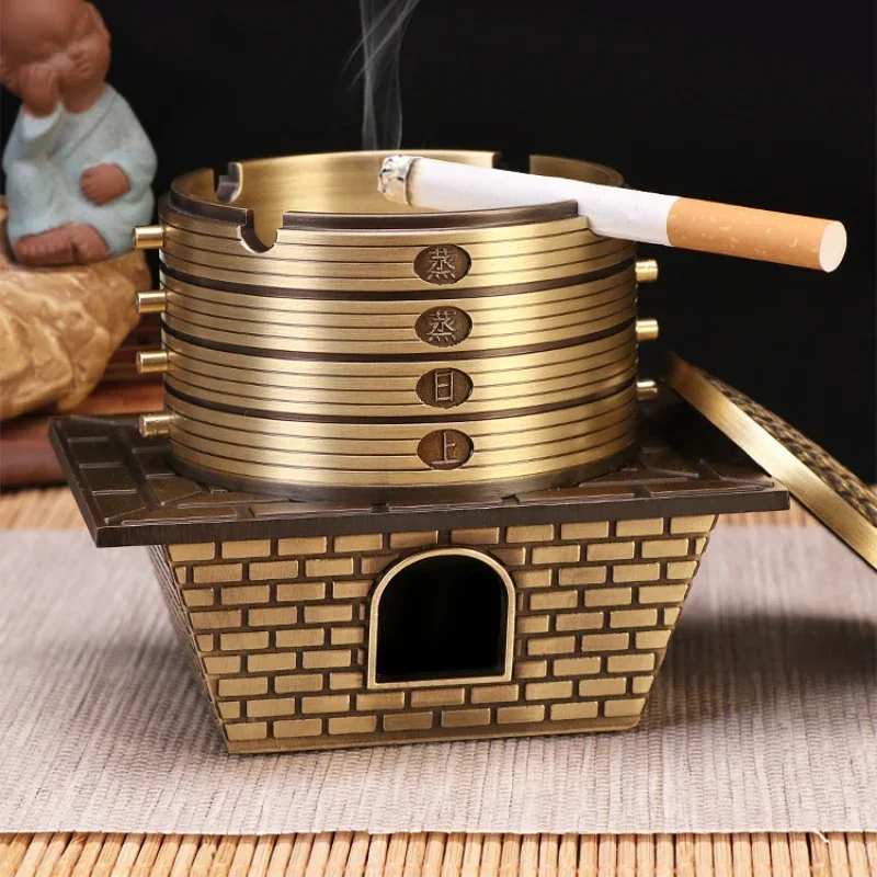 

Thriving pure copper ashtray, high-end sense niche, new Chinese personality trend, home living room creative ornaments