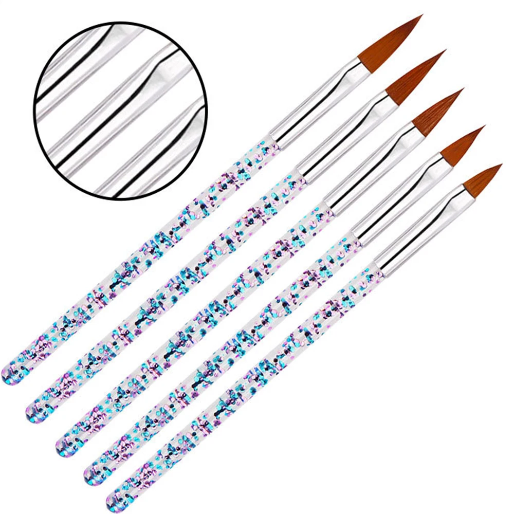 5Pcs/Set Nail Brush Pen Nail Art Liner Soft Fur Nail Painting Acrylic Brush Pen Tools for Manicure Acrylic Powder Liquid Brush