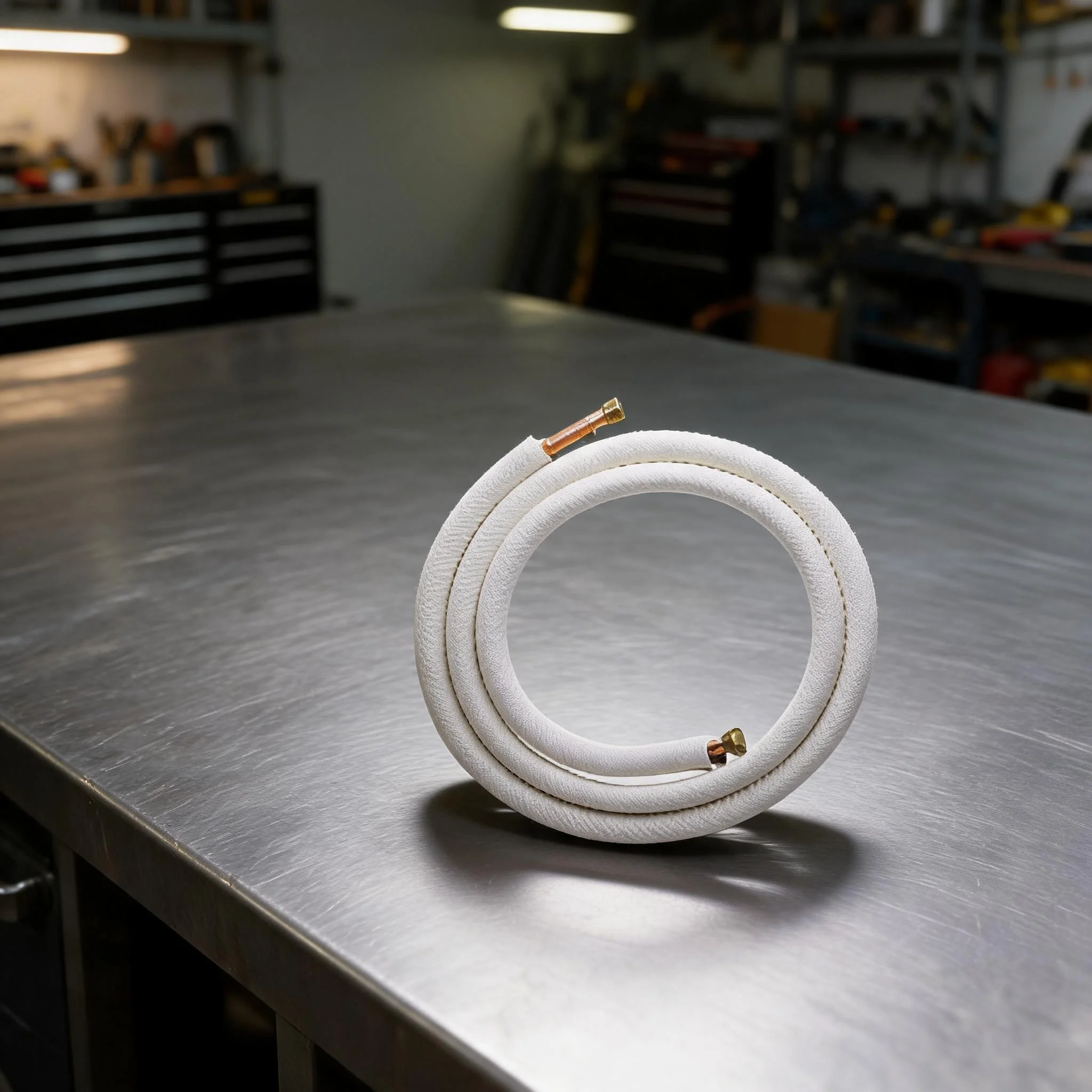 Copper Air Conditioner Connecting Pipe Triple Layer Insulation Thickened Alloy Tube Pre Flared With Nuts For HVAC Cooling System