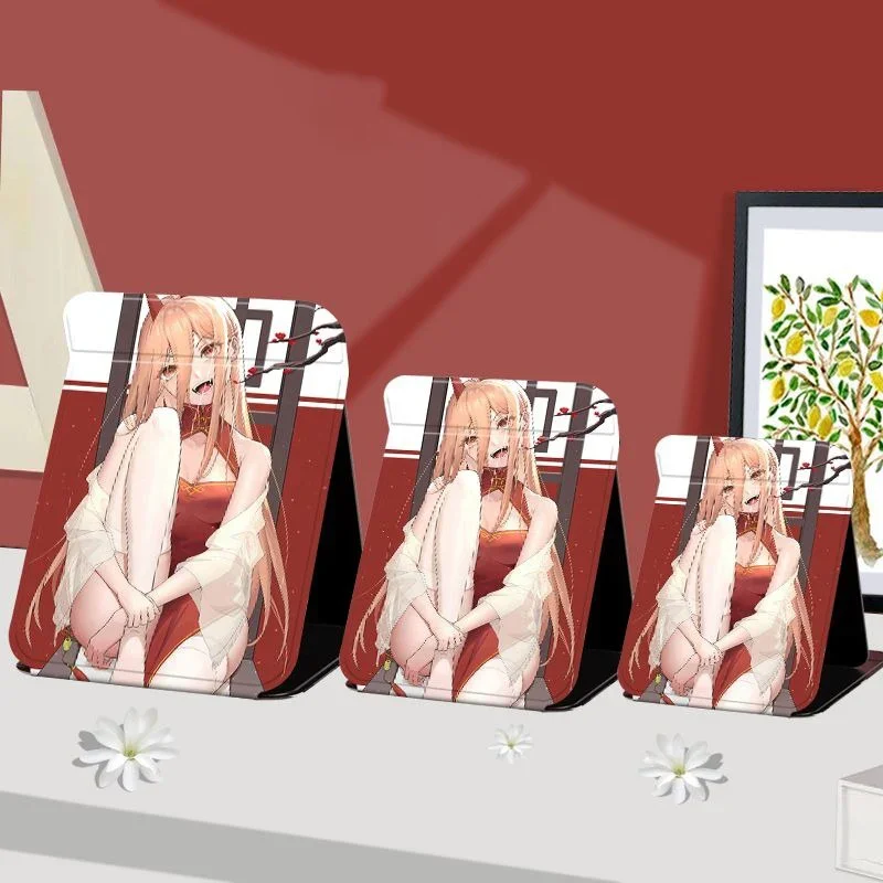 22/17/15cm Chainsaw Man, Folding Single-side Mirror, Anime Cute, Portable Travel, Mini Light, Girls Kids, Rectangular