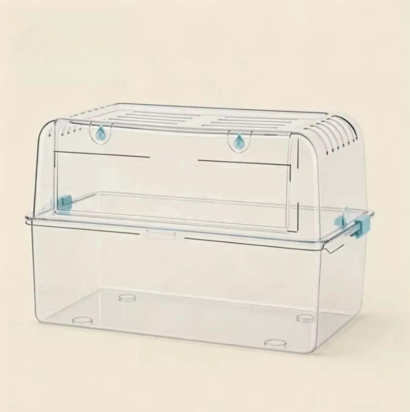 Quanying Large Hamster Cage - 67cm Green Amber Plastic Habitat with 17.5cm Deep Base & Panoramic Clear View