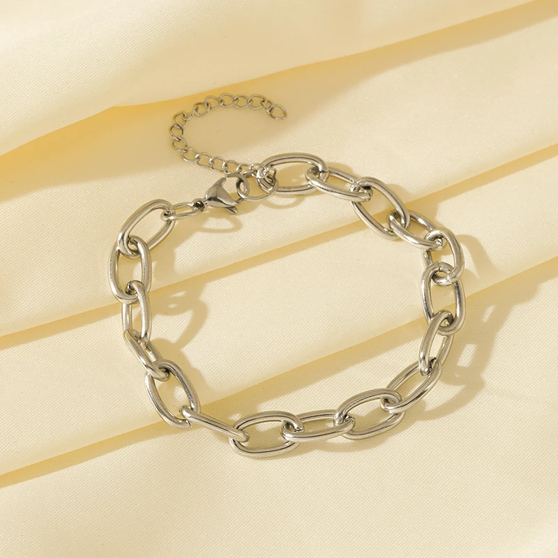 EILIECK 316L Edelstahl Metallketten-Halsketten-Armbänder-Set für Damen, trendige silberfarbene wasserdichte Schmuckstücke, Urlaubsgeschenk – Detail 16