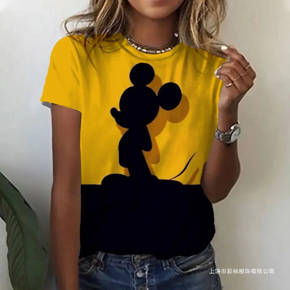 

Cartoon cute Mickey Mouse women's 3D digital printed T-shirt top 2026 new Harajuku short-sleeve T-shirt