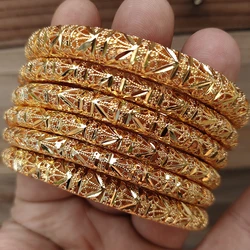 Wando 6pcs Ethiopian Jewelry Gold Color Bangles For Women Girl Dubai Gold Bangles For African  Bracelets  Women Gifts b141