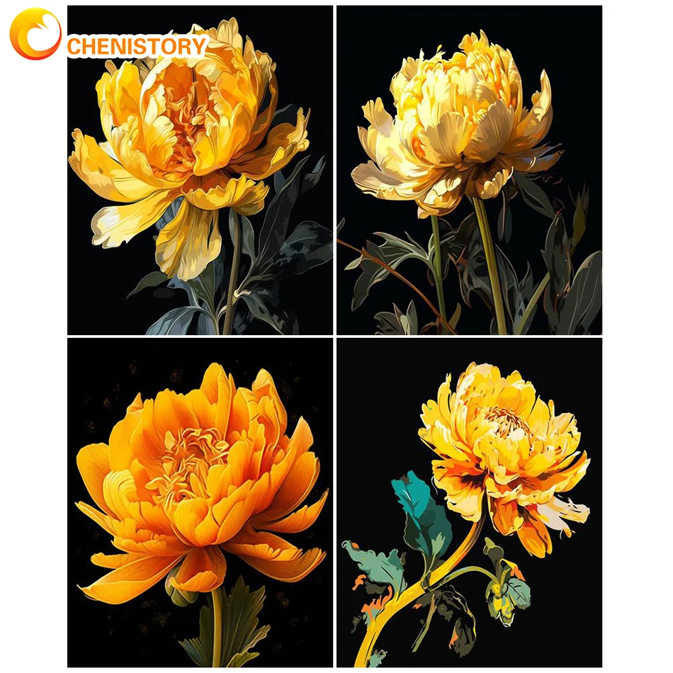 

PhotoCustom DIY Oil Picture By Number Acrylic Paint Flower Coloring HandPainted On Canvas Painting By Number Adult Kit Home Deco