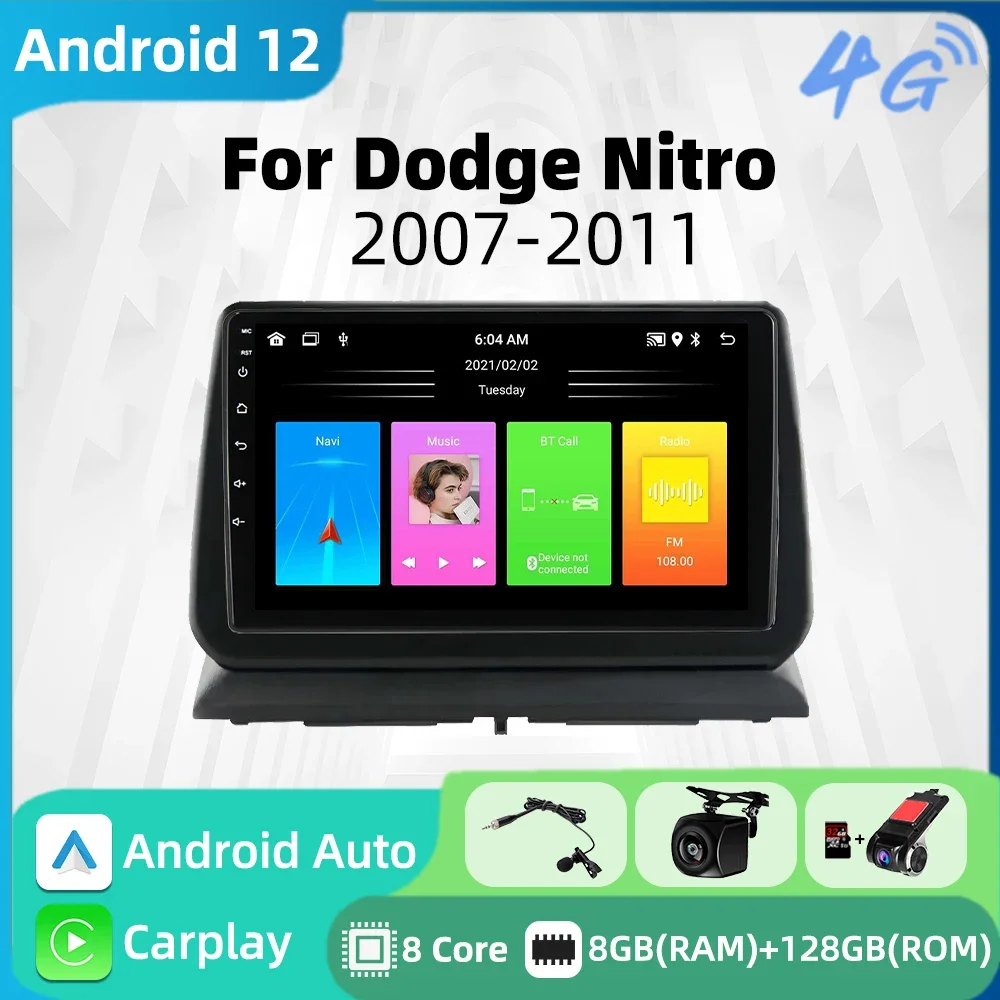 2 Din Android Car Radio for Dodge Nitro 2007 - 2011 Stereo Carplay Car Multimedia Player GPS Navigation Autoradio Head Unit Auto