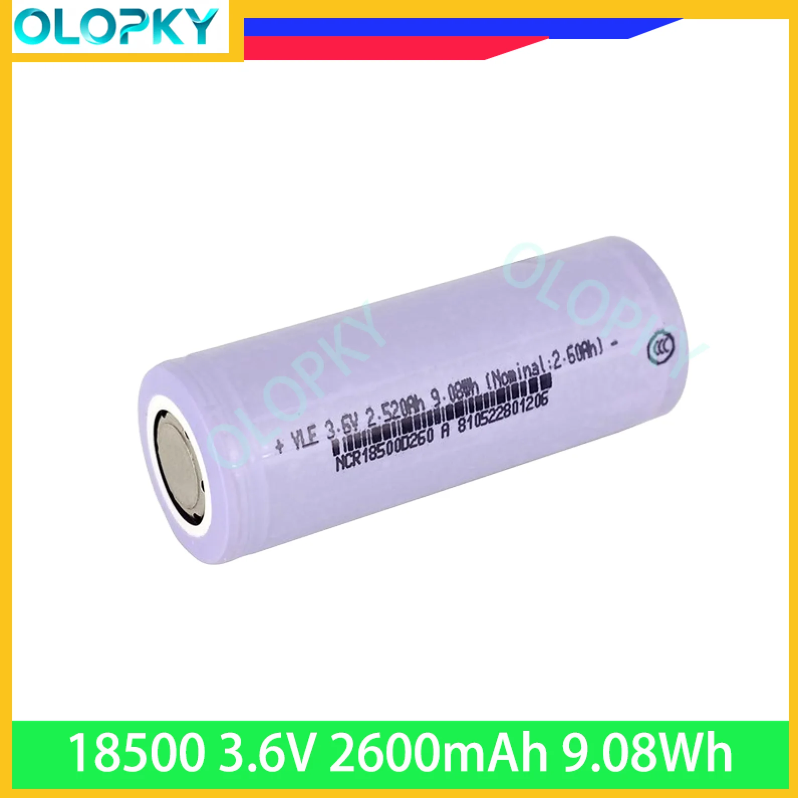 18500 3.7V 2600mAh  Lithium Cell Suitable sweeper vapes LED Camera High Capacity Flashlight DIY 7.4V 12V 14.6V 18V 24V 36V Pack