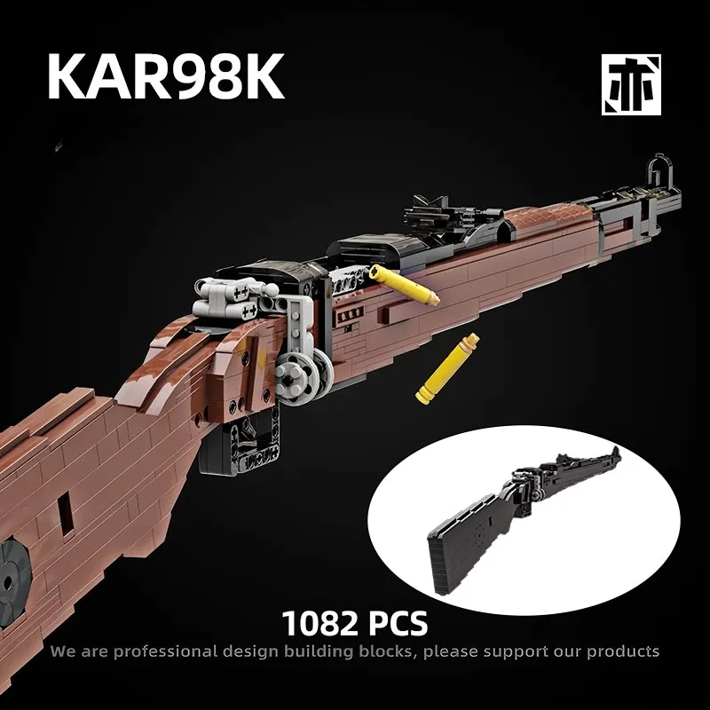 

1082PCS Kar 98k Sniper Rifle Building Blocks Emissibility With Bullet Assemble Gun Bricks Weapon Toy Gift For Military Fan