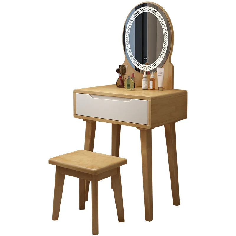 

Solid wood bedroom storage cabinet integrated modern simple Internet celebrity style small mini makeup table