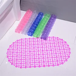 Household PVC Plain Color Oval Water Beads Bathroom Non-slip Mat Bath Non-slip Mat