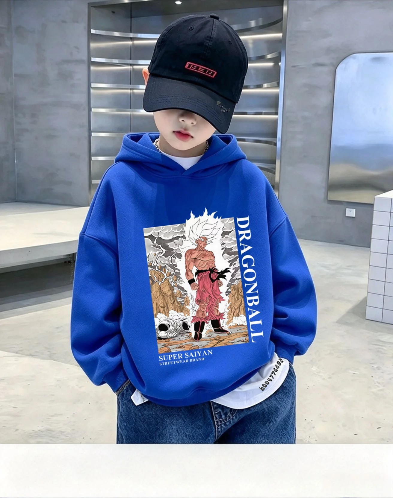 Japanese Kids Hoodie AutumnWinter Dragon Ball Goku Super SaiyanCharacter Print Pullover SweatshirtCasual Long Sleeve Hooded Tops