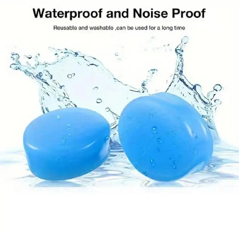 Tapones para los oídos de silicona para natación, impermeables, para dormir, 12 piezas, reutilizables, con cancelación de ruido, impermeables