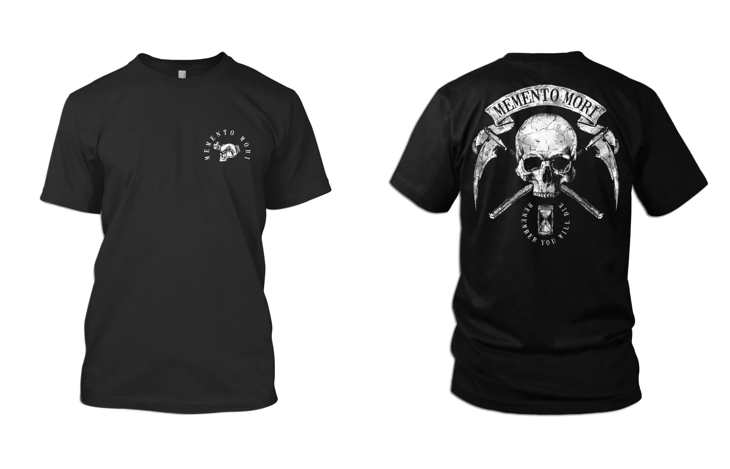 2026 New Vintage Retro Memento Mori Print Short Sleeve Streetwear Men's T Shirt Top view 4