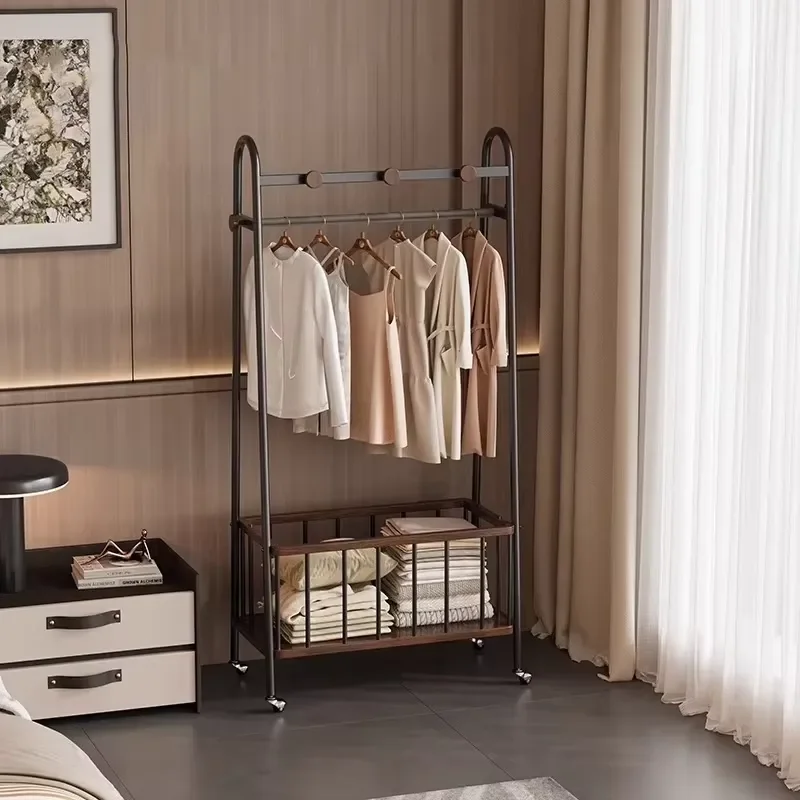 Modern Italian-style High-end Stainless Steel Wheeled Floor-standing Multi-functional Living Room Bedroom School Coat Rack
