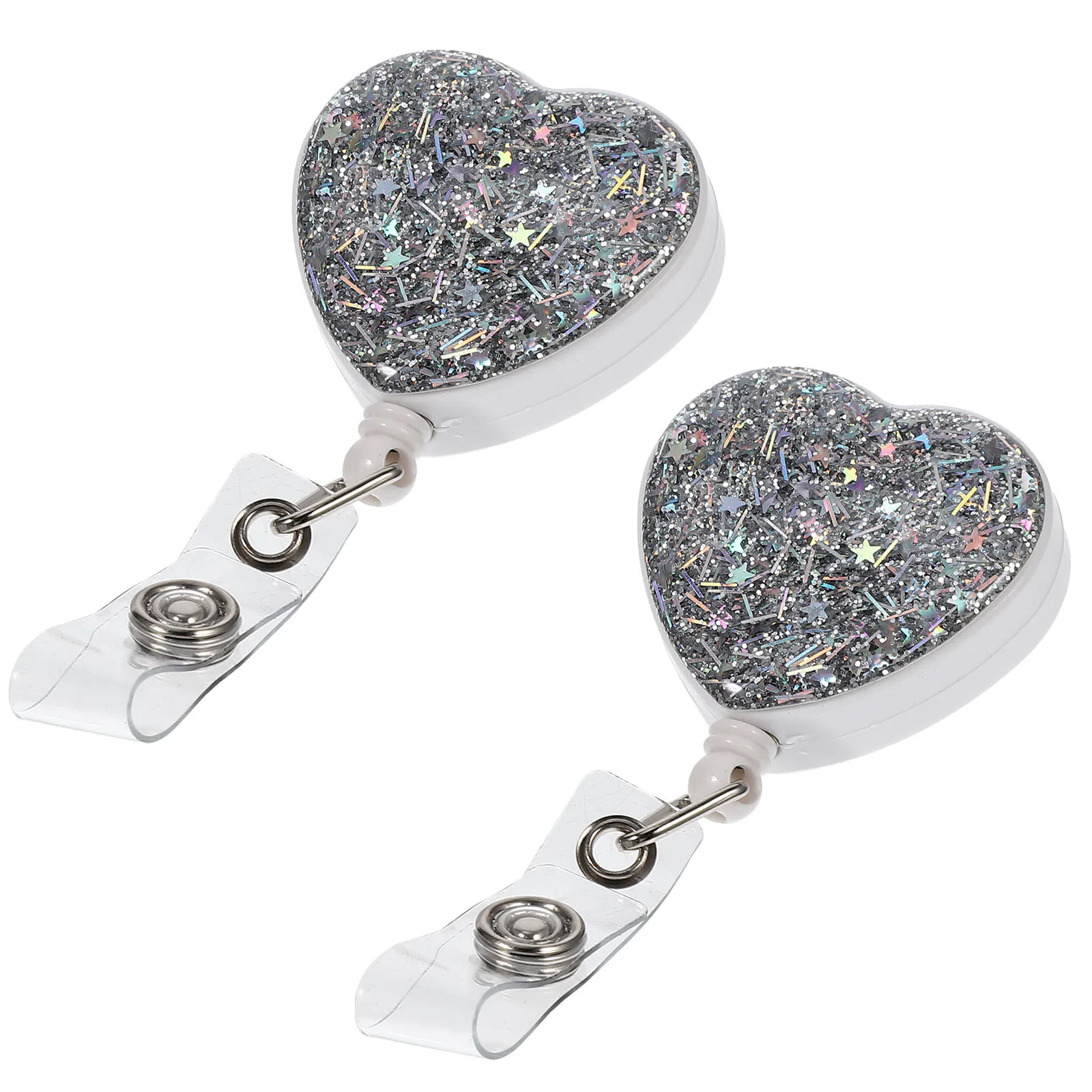 

2Pcs Heart Shaped Badge Holders Premium Decorative Id Card Clips Portable Name Badge Buckles for Office School Hospital Use