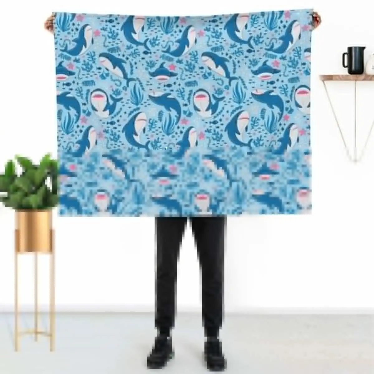 Blahaj shark Throw Blanket Sofa Throw Cute Plaid Plaid Decorative Throw Sofas Soft Plaid Blankets