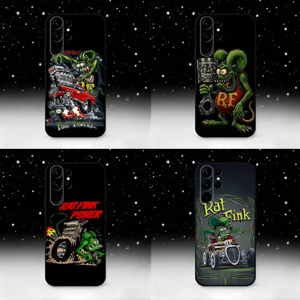 

Чехол для телефона Rat F-Fink для Samsung S25, S24 Ultra, S20, S30 Plus, S22 Plus, S23, S30 Ultra 5G, силиконовый, черный