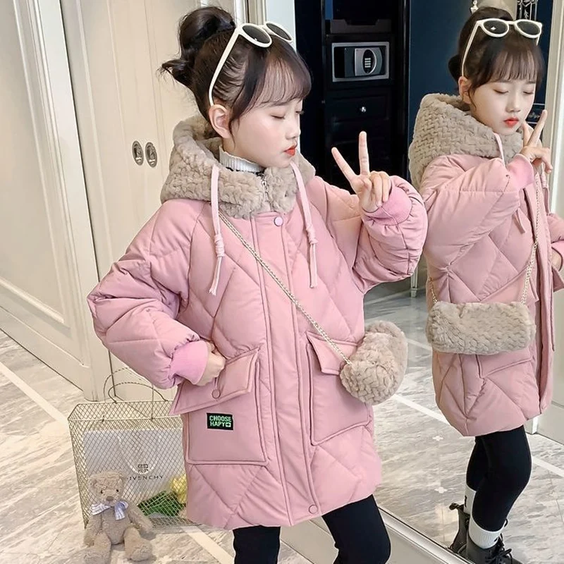 Girls Kids Down Coat Jacket Overcoat Cotton 2022 Casual Warm Plus Thicken Winter Sports Teenager Children\'s Clothing