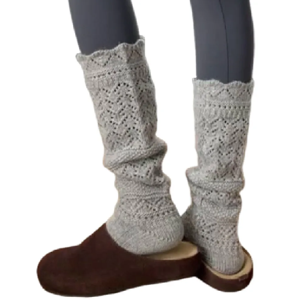 

Pile Socks Y2K Knitted Foot Cover Hollow Out Sweet Lolita Boots Cover Warm Solid Color Mid-tube Sock Home Wear