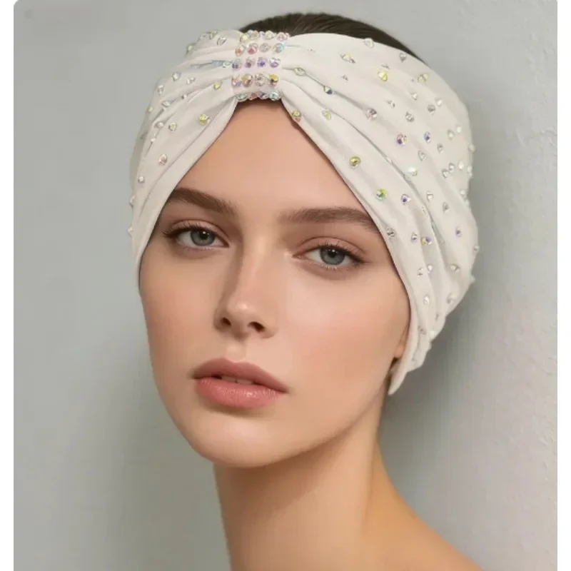 Women Girls Latin Dance Rhinestone Headband Ab Crystal Elastic Headpiece Adult Kids Competition Performance Show Hair Accessory